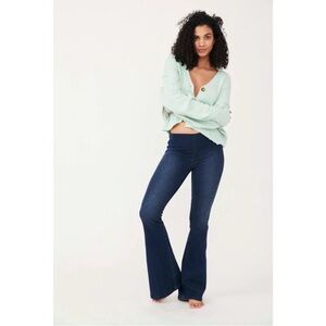 Free People Penny Pull-On Dark Blue Flare Jeans 26 Boho Festival Rodeo Western